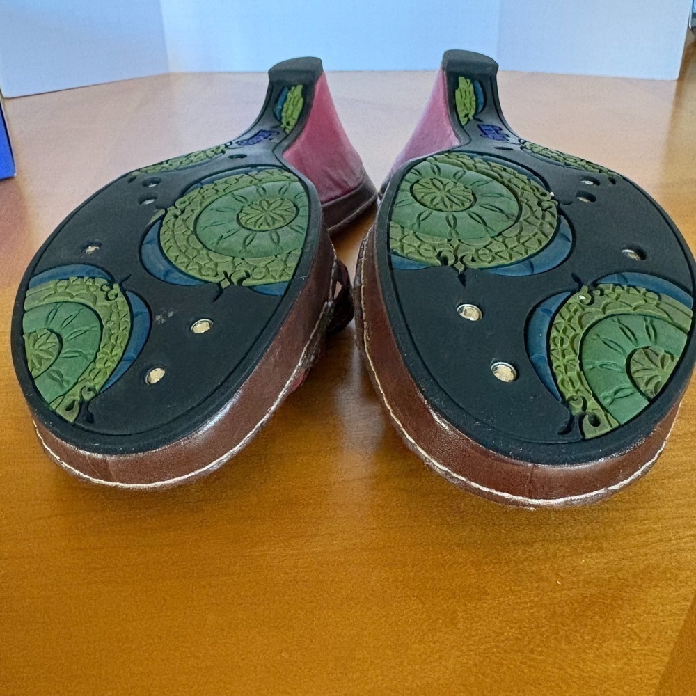 Indigo by Clarks Boelyn Earth Wedge Sandals Brown Pink Leather Women 8M Studded - Picture 12 of 16